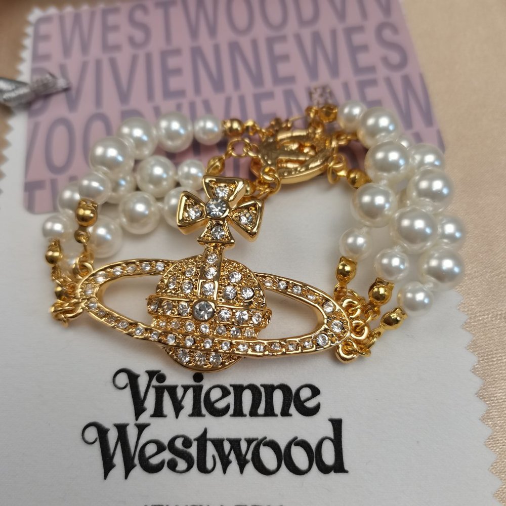 💎Vivienne Westwood  Three Row Pearl Gold Bracelet